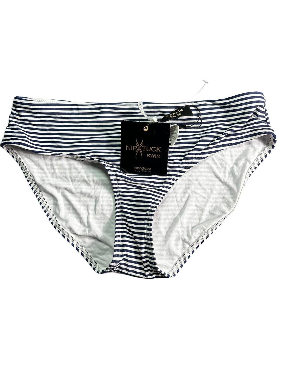 NIP TUCK horizontal stripe tummy control hipster bikini swim bottom size 6 New